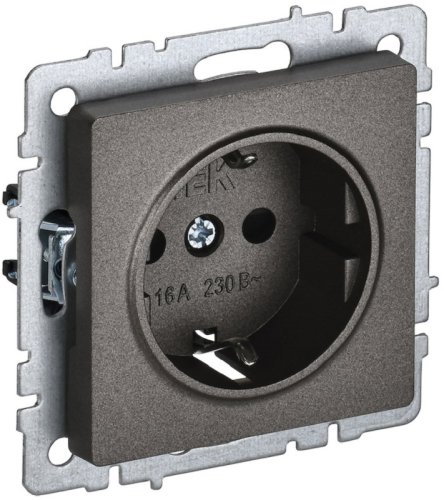 Розетка с заземлением без рамки IEK Brite РС11-1-0-БрТБ 1-м. темная бронза картинка